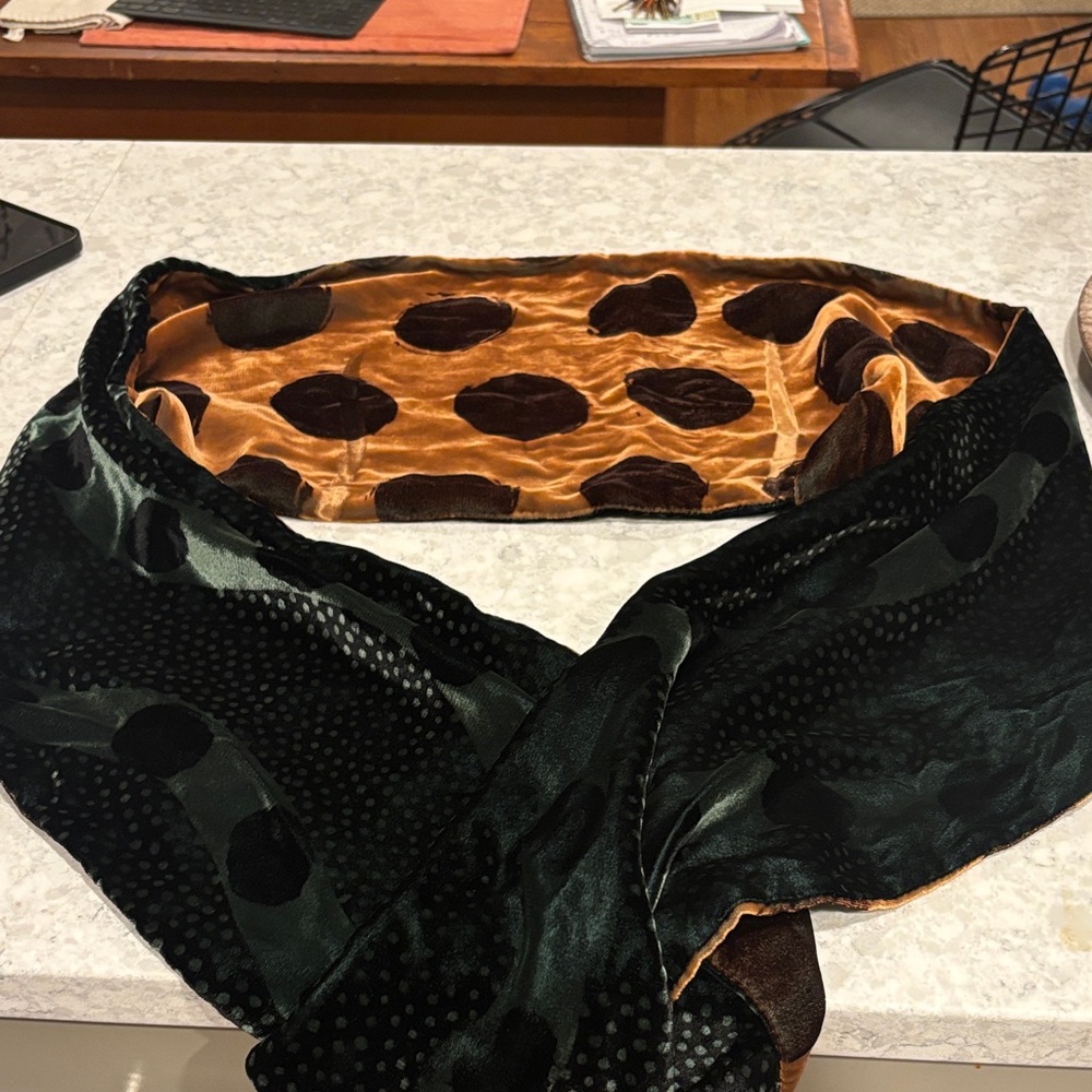 Trisha Needham, reversible, velvet scarf. Made in England